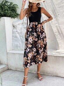 SHEIN Frenchy 印花A字洋裝 - 黑色 - 查看 5