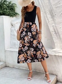 SHEIN Frenchy 印花A字洋裝 - 黑色 - 查看 6