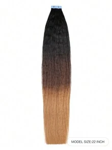 20pcs Curly Wave Tape In Colored Human Hair Extension Hair Extensions - SNatural/4/27 - View 2