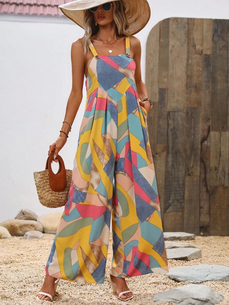 Breezaya Geo Print Wide Leg Cami Jumpsuit