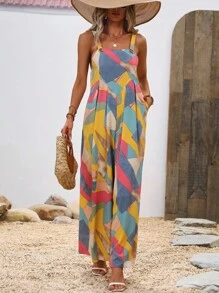 Breezaya Geo Print Wide Leg Cami Jumpsuit