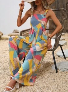 Breezaya Geo Print Wide Leg Cami Jumpsuit