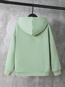 SHEIN 男大童休閒圖案連帽針織運動衫 - 薄荷綠 - 查看 2