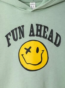 SHEIN 男大童休閒圖案連帽針織運動衫 - 薄荷綠 - 查看 3