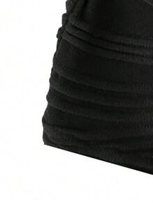 EMERY ROSE Drawstring Front Tube Top - Black - View 3