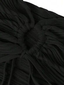 EMERY ROSE Drawstring Front Tube Top - Black - View 4