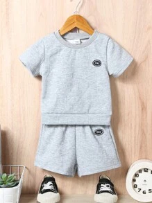 Bộ đồ Em bé Đắp vá Lá thư - Nhiều màu - Xem 1