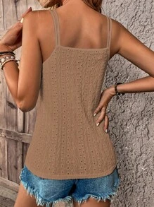 SHEIN LUNE Top de tirantes con bordado con ojal - Marrón - Ver 2