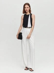 BizChic Two Tone Sleeveless Blouse Workwear - Black and White - View 3