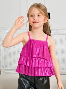 SHEIN Áo ba lỗ & áo hai dây cho bé gái mới biết đi - Màu Hồng Tươi - Xem 1