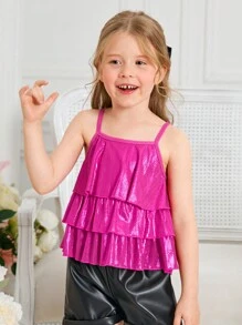 SHEIN Áo ba lỗ & áo hai dây cho bé gái mới biết đi - Màu Hồng Tươi - Xem 4