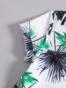 SHEIN 小男童熱帶圖案襯衫和短褲 - 彩色 - 查看 3