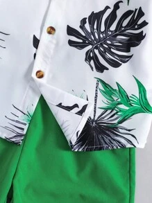 SHEIN 小男童熱帶圖案襯衫和短褲 - 彩色 - 查看 5