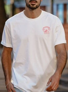 Áo thun nam Lá thư Nhiệt đới Giải trí - trắng - Xem 3