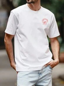 Áo thun nam Lá thư Nhiệt đới Giải trí - trắng - Xem 5