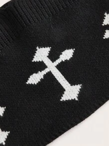ROMWE Goth 交叉圖案針織短上衣 - 黑色 - 查看 4