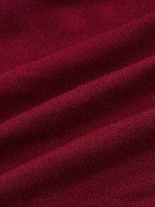 ROMWE Grunge Punk 人物和字母圖案抹胸上衣 - 酒紅色 - 查看 4