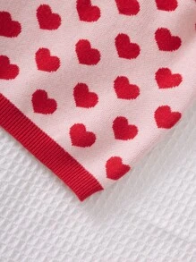 SHEIN Tween Girl Heart Pattern Cami Knit Top & Super Crop Jumper - Multicolor - View 3