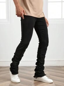 Manfinity VCAY Men Solid Skinny Stacked Jeans - Black - View 1