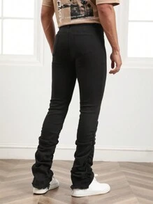 Manfinity VCAY Men Solid Skinny Stacked Jeans - Black - View 2