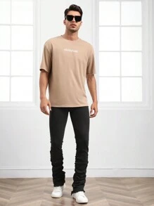 Manfinity VCAY Men Solid Skinny Stacked Jeans - Black - View 3