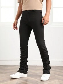 Manfinity VCAY Men Solid Skinny Stacked Jeans - Black - View 4