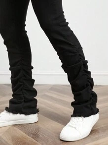 Manfinity VCAY Men Solid Skinny Stacked Jeans - Black - View 6