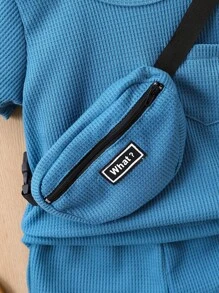 Baby Boy Solid Tee & Shorts & Bag - Blue - View 3