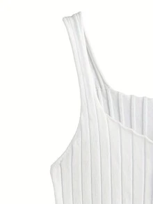 Nút phía trước Đồ đan Ribbed Áo - trắng - Xem 3