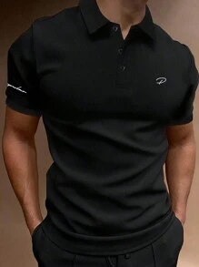 Manfinity Homme Men Letter Graphic Polo Shirt - Black - View 1