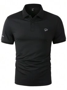 Manfinity Homme Men Letter Graphic Polo Shirt - Black - View 5