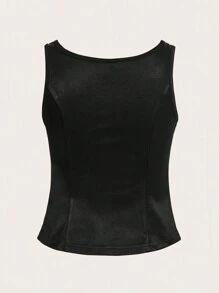 SHEINNeu Áo khoác và áo lót dành cho xe tăng nữ màu trơn Giải trí - màu đen - Xem 2