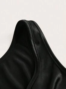 SHEINNeu Áo khoác và áo lót dành cho xe tăng nữ màu trơn Giải trí - màu đen - Xem 3