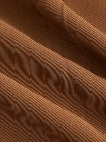 SHEINNeu Solid Pleated Knot Side Skirt - Brown - View 3