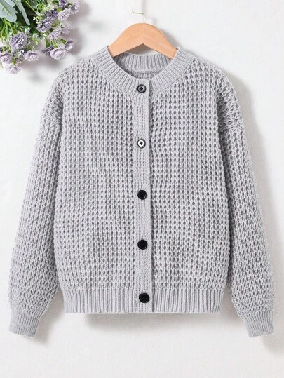 SHEIN Tween Boy Drop Shoulder Button Up Cardigan