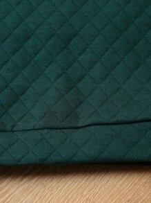 SHEIN 男嬰字母貼布袋鼠口袋連帽衫和運動褲 - 墨綠色 - 查看 6