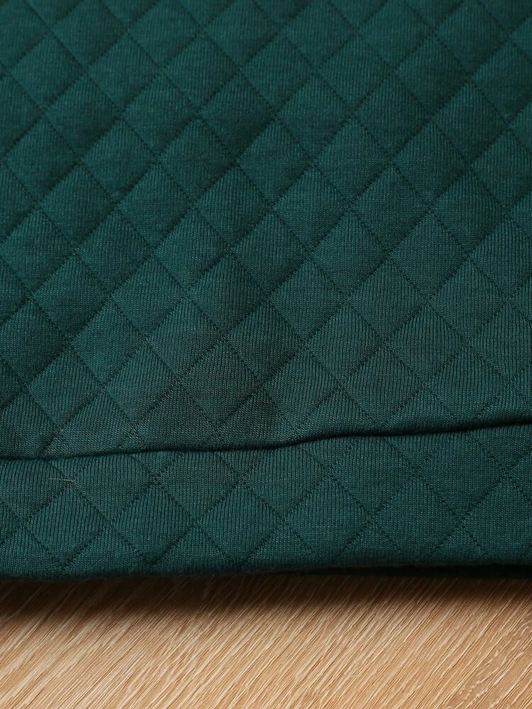 Baby Boy Letter Patched Kangaroo Pocket Hoodie & Sweatpants