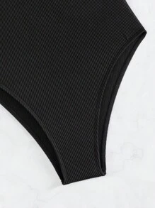 SHEIN Swim Summer Beach Tie Shoulder Underwire One Piece Swimsuit - Black - View 6