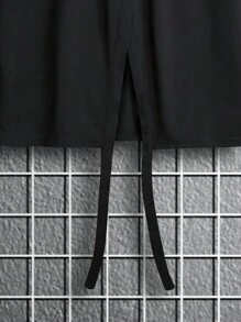 Manfinity Homme 男士素色不對稱下擺T恤 - 黑色 - 查看 5