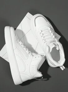 運動鞋適合男士,極簡前綁帶板鞋 - 白色 - 查看 2
