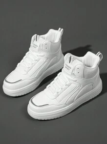 運動鞋適合男士,極簡前綁帶板鞋 - 白色 - 查看 3