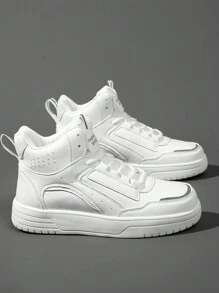 運動鞋適合男士,極簡前綁帶板鞋 - 白色 - 查看 6