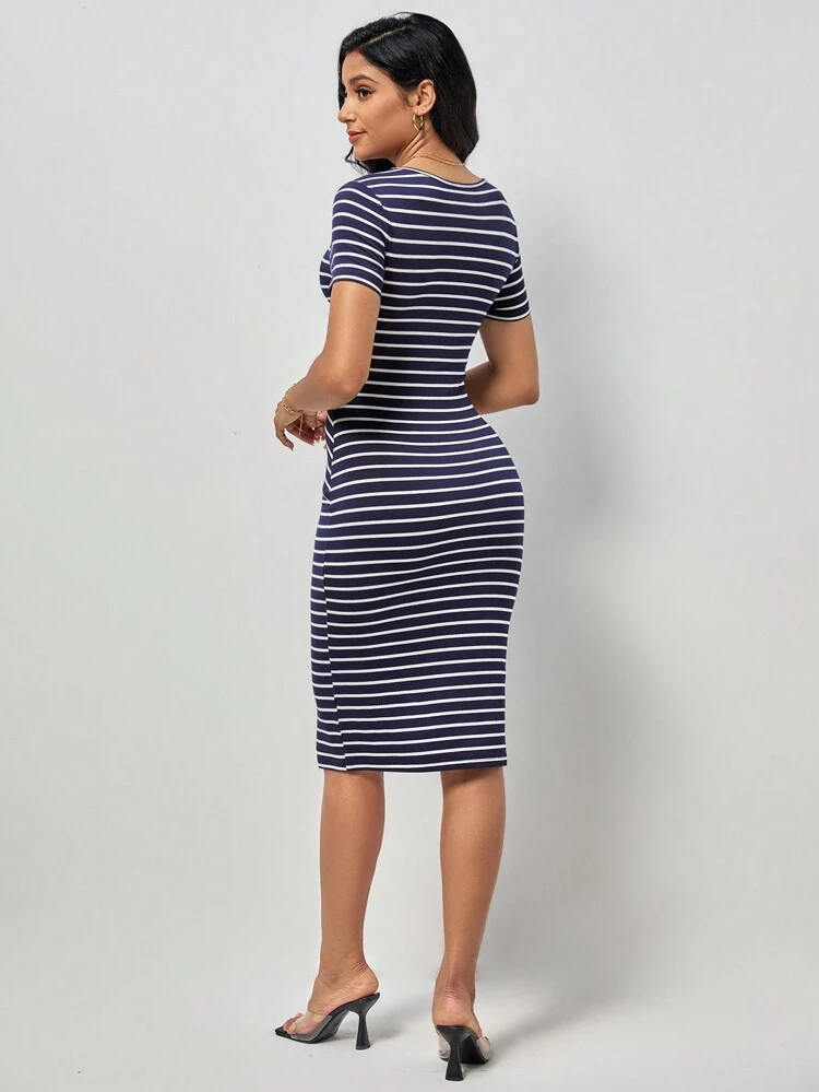 Striped Print Bodycon Dress