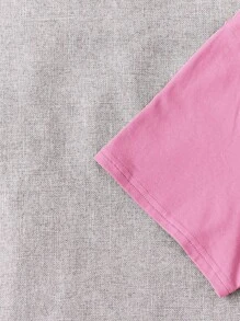 SHEIN Leap Crew Teen Girls Letter & Palm Tree Print Tee - Pink - View 4