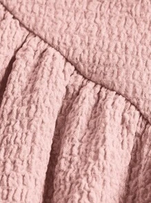 SHEIN MOD Đầm Lộ Lưng Dải chun Thắt nơ trước Nếp gấp Phần Ngực màu trơn Giải trí - Màu Hồng baby - Xem 3