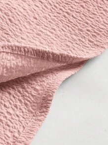 SHEIN MOD Đầm Lộ Lưng Dải chun Thắt nơ trước Nếp gấp Phần Ngực màu trơn Giải trí - Màu Hồng baby - Xem 4