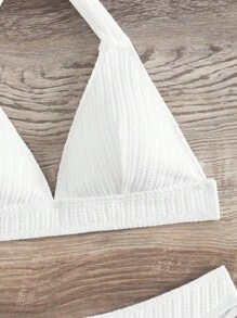 Bañador bikini halter unicolor - Blanco - Ver 8