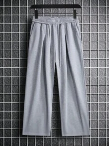 Manfinity Hypemode Men Fold Pleated Detail Slant Pocket Pants - Light Grey - View 3