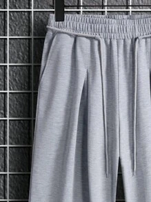 Manfinity Hypemode Men Fold Pleated Detail Slant Pocket Pants - Light Grey - View 4