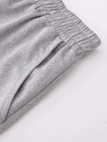 Manfinity Homme Men Letter Graphic Tee & Drawstring Waist Shorts - Grey - View 3